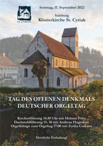 "Tag des offenen Denkmals" und "Deutscher Orgeltag" am 11. September 2022
